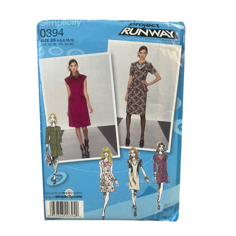 Simplicity Sewing Pattern Misses Size 4-12 0394 Project Runway Dress Uncut FF